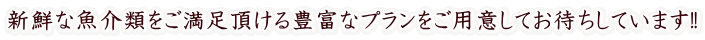 新鮮な魚介類をご満足頂ける豊富なプランをご用意してお待ちしています!!